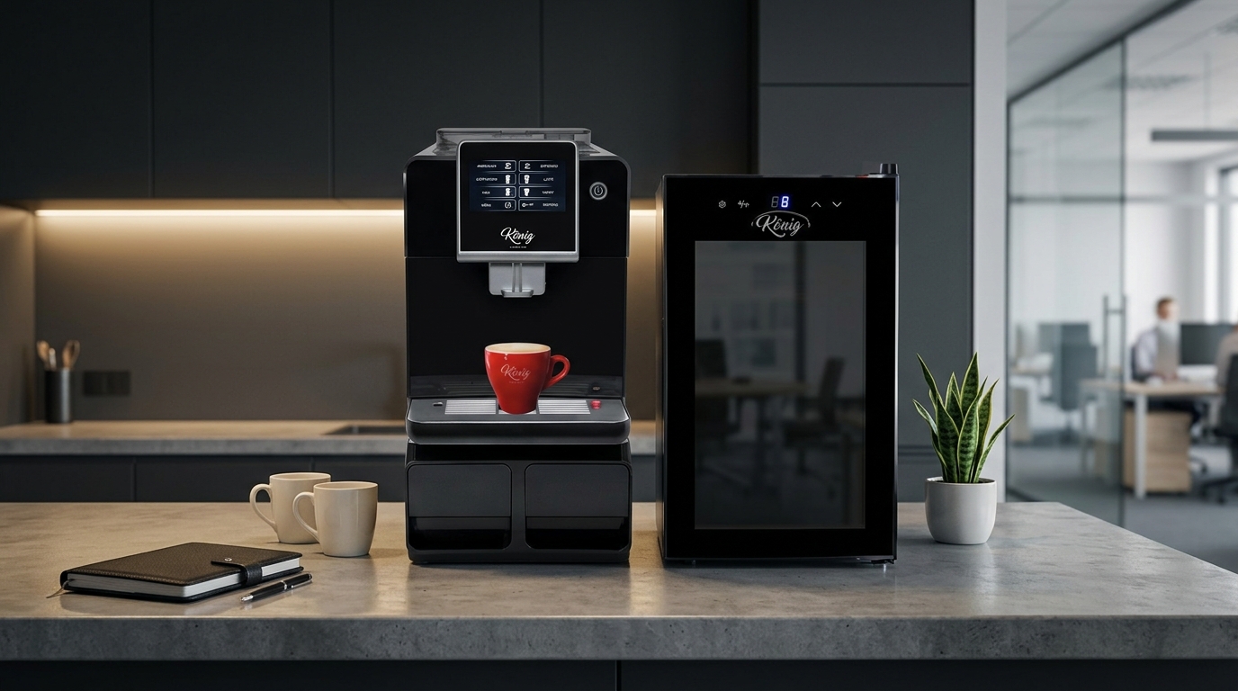Knig_coffee_machine_fridge_5b1ae5775e König A10s Coffee Machine + Milk Cooler - Image 1