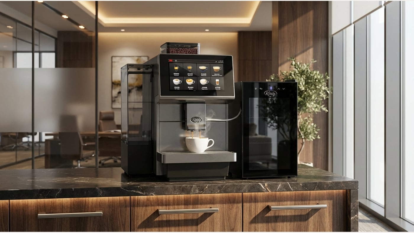 König V6 professional coffee machine sized for medium to large office cup volumes
