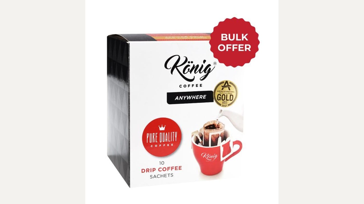 König drip filter coffee sachet bundle for meetings, conferences and events